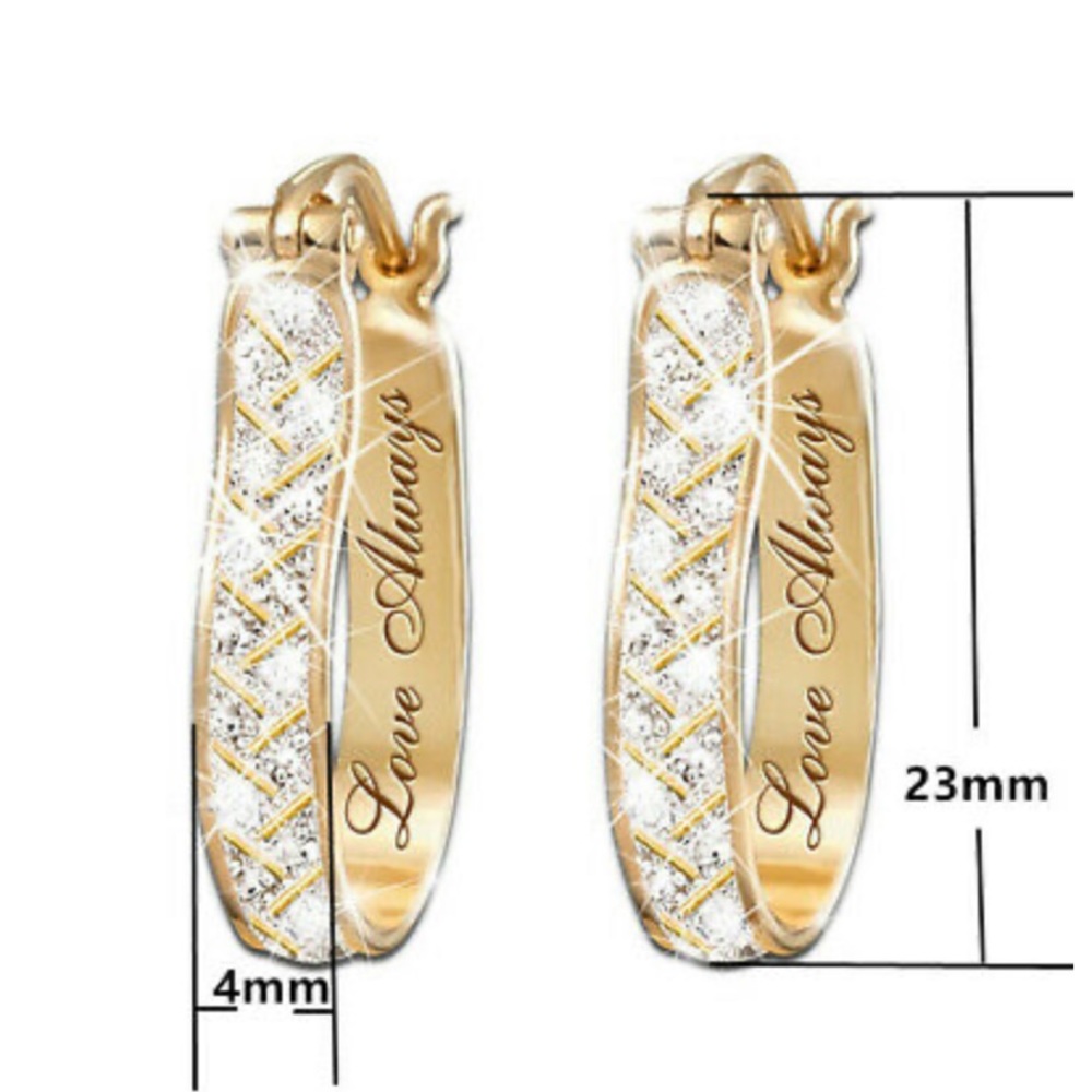 18k Yellow Gold Plated Hoop Earrings Women - Picture 5 of 5